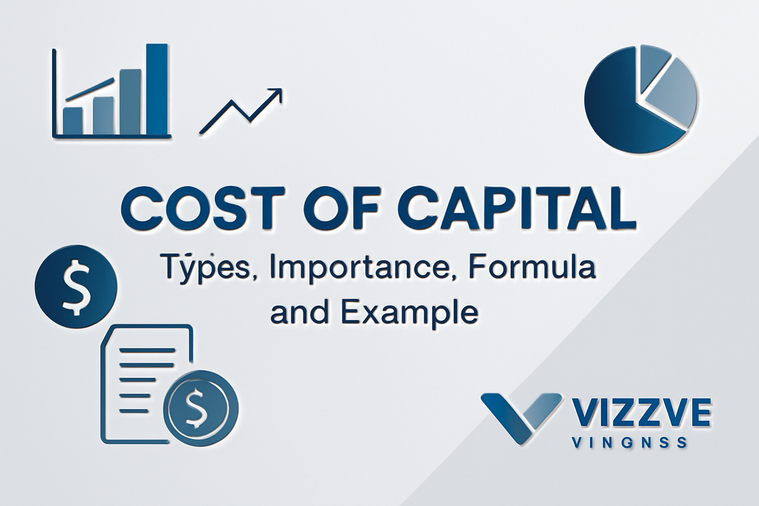Illustration showing types of cost of capital and formula with financial charts